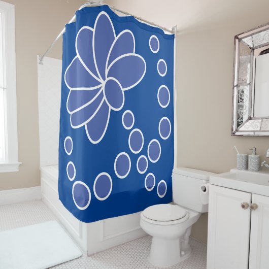 Deep Blue und Medium Moderne Blume Duschvorhang (Beispiel)