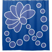 Deep Blue und Medium Moderne Blume Duschvorhang (Vorderseite)
