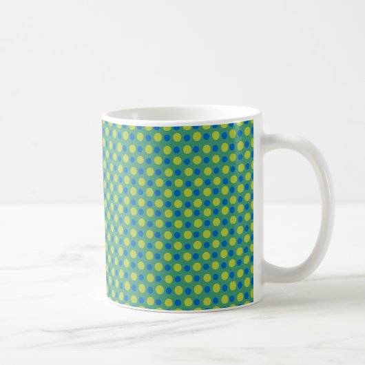 Deep Blue und Neon Green Polka Punkte auf Emerald Kaffeetasse (Rechts)