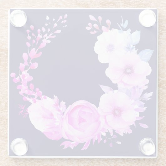 Deep Blue und Pink Floral Glasuntersetzer (Rückseite)