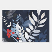 Deep Blue und Red Botanical Geschenkpapier Set (Vorderseite 2)