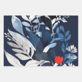 Deep Blue und Red Botanical Geschenkpapier Set (Vorderseite)