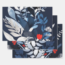 Deep Blue und Red Botanical