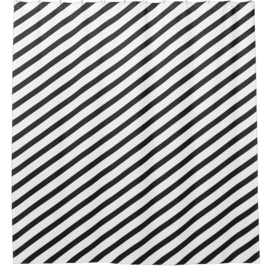 Deep Blue und White Diagonal Stripes Modern Duschvorhang (Vorderseite)
