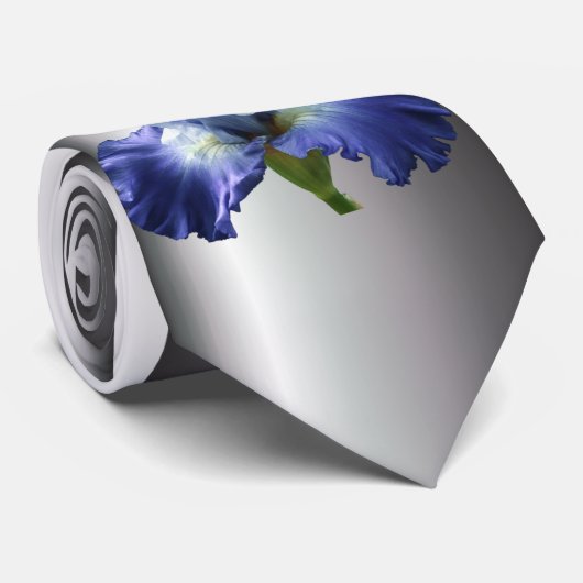 Deep Blue und White Iris Krawatte (Gerollt)
