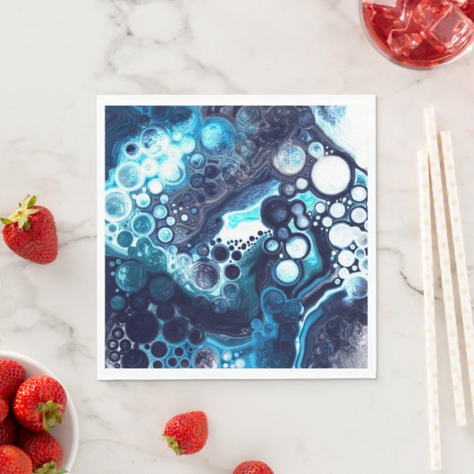 Deep Blue und White Marmor Fluid Art Serviette (Beispiel)