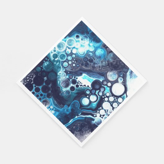 Deep Blue und White Marmor Fluid Art Serviette (Ecke)
