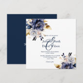 Deep Blue Watercolor Florals Hochzeit Einladung (Vorne/Hinten)