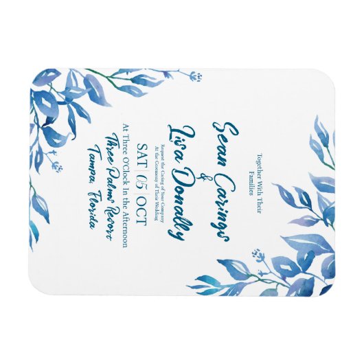 Deep Blue Wedding Einladung Magnet (Horizontal)