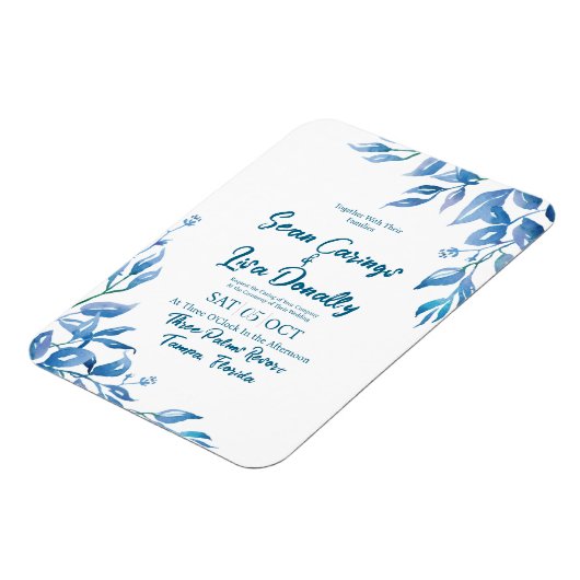 Deep Blue Wedding Einladung Magnet (Linke Seite)