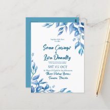 Deep Blue Wedding Einladung Postkarte