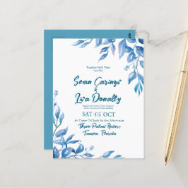 Deep Blue Wedding Einladung Postkarte