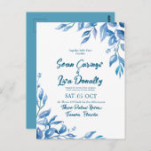 Deep Blue Wedding Einladung Postkarte (Vorne/Hinten)