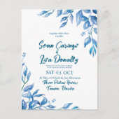 Deep Blue Wedding Einladung Postkarte (Vorderseite)