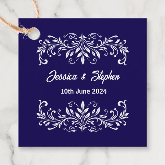 Deep Blue Wedding Geschenkanhänger (Vorderseite)