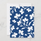 Deep Blue, White Blume Stems Einladung (Rückseite)