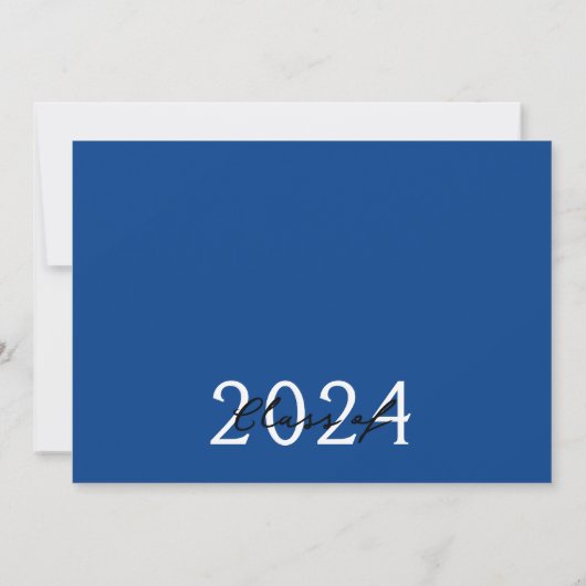 Deep Blue & White Filmstrip 6 Foto Abschluss Einladung (Rückseite)