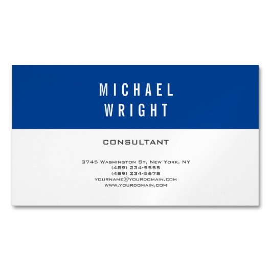 Deep Blue White Modern Schlicht einfach Minimalist Magnetische Visitenkarte (Vorderseite)