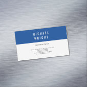 Deep Blue White Modern Schlicht einfach Minimalist Magnetische Visitenkarte (Beispiel)