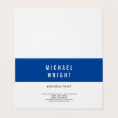 Deep Blue White Modern Schlicht einfach Minimalist Visitenkarten (Außenseite Aufgefaltet)