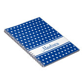 Deep Blue White Polka Dot Strip Skriptname Notizblock (Rechte Seite)