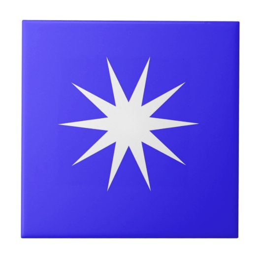 Deep Blue White Star Fliese (Vorderseite)