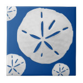Deep Blue & White Tropical Beach Sand Dollar Fliese (Vorderseite)