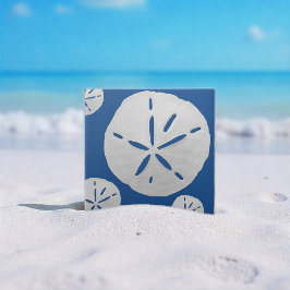 Deep Blue & White Tropical Beach Sand Dollar Fliese