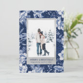 Deep Blue Winter Weihnachts-Fotokarte Einladung (Stehend Vorderseite)