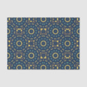 Deep Blue Yellow Mosaik Ethnic Boho Chic Muster Seidenpapier (Vorderseite)