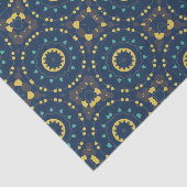 Deep Blue Yellow Mosaik Ethnic Boho Chic Muster Seidenpapier (Ausschnitt)
