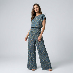 Deep Blue Yellow Mosaik Ethnic Boho Chic Muster Stoff