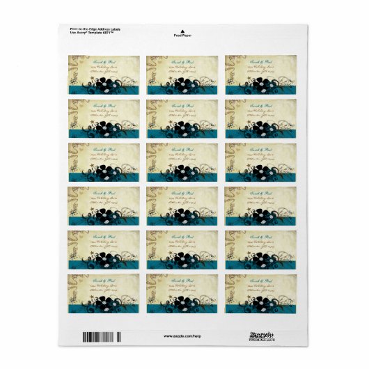 Deep Blueberry Musical Blume Swirl UAWG Response Adressaufkleber (Vorne)