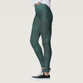 Deep Bluish Green Night Sky Muster mit winzigen St Leggings (Links)