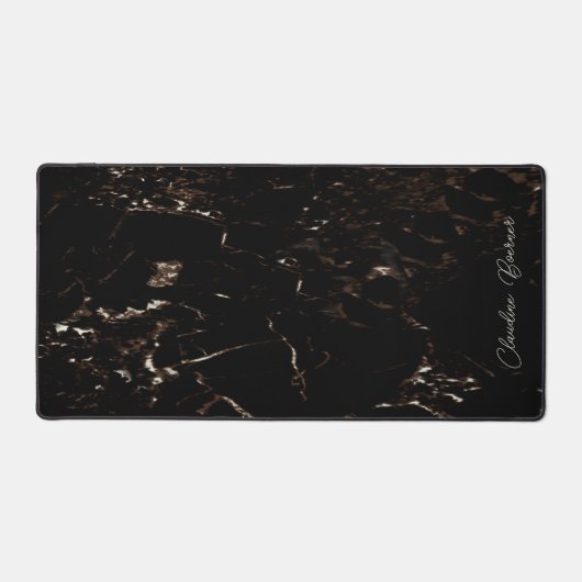 Deep Brown Black Marble Look Schreibtisch Matten & Schreibtischunterlage (Vorderseite)