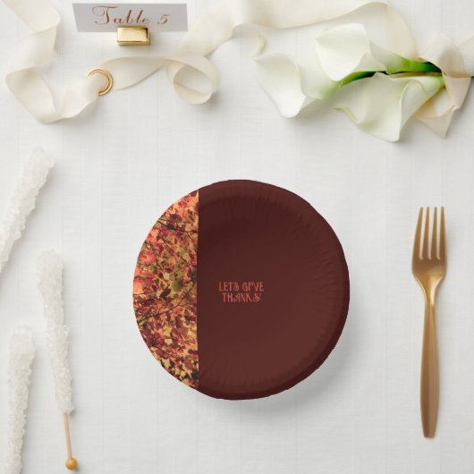 Deep Brown Blätter Glückwunsch Thanksgiving Danke  Pappteller (Hochzeit)