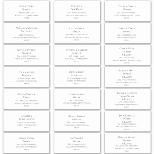 Deep Brown Schriftart Wedding Guest Address Labels (Vorderseite)