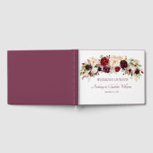 Deep Burgund, Floral, Hochzeit Gästebuch (Voll)