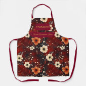Deep Burgund Weihnachts-Schürze mit Cream-Blume Schürze (Vorderseite)