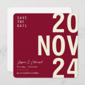 Deep Burgund Wine Beige Piazza della Riforma Save The Date (Vorne/Hinten)