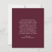 Deep Burgundy Budget Wedding Thank You Card (Rückseite)