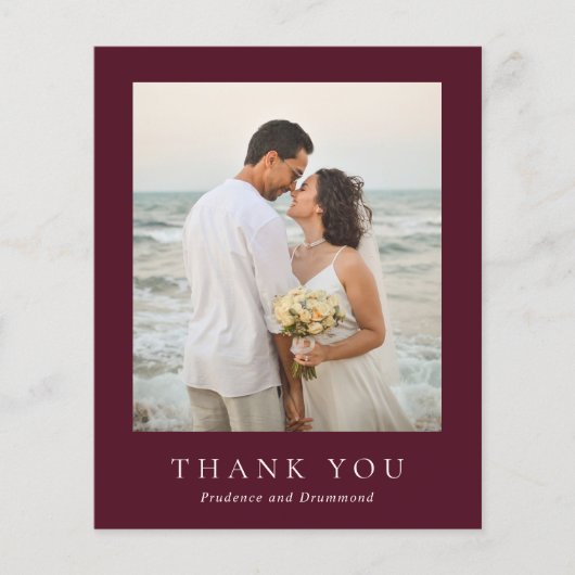 Deep Burgundy Budget Wedding Thank You Card Flyer (Vorne)