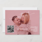Deep Burgundy Calligraphy QR Code Photo Wedding   Save The Date (Vorderseite)
