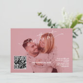 Deep Burgundy Calligraphy QR Code Photo Wedding Save The Date (Stehend Vorderseite)