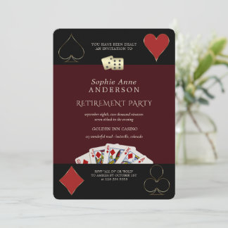 Deep Burgundy Casino Vegas Poker Retirement Party  Einladung
