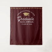 Deep Burgundy Class Of 2026 Graduation Backdrop Wandteppich (Vorderseite)