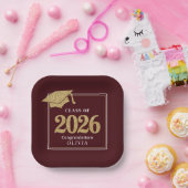 Deep Burgundy Class Of 2026 Pappteller (Party)