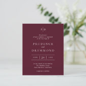 Deep Burgundy Classic Budget Wedding Invitation (Stehend Vorderseite)