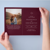 Deep Burgundy Classic Budget Wedding Program Flyer (Hand)