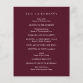 Deep Burgundy Classic Budget Wedding Program Flyer (Hinten)
